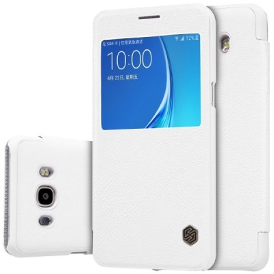 Greznais „Nillkin“ Qin sērijas ādas atvērams balts Samsung Galaxy J5 2016 (J510) maciņš / Vacins.lv