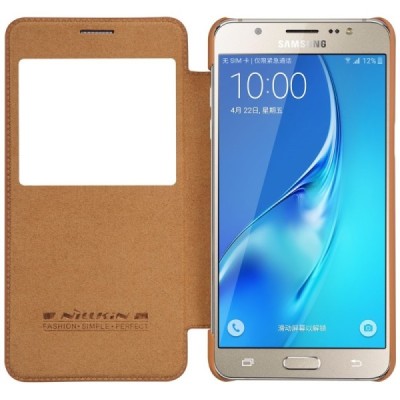 Greznais „Nillkin“ Qin sērijas ādas atvērams brūns Samsung Galaxy J5 2016 (J510) maciņš / Vacins.lv