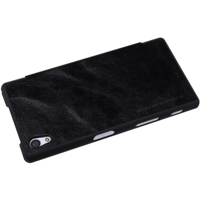 Greznais „Nillkin“ Qin sērijas ādas atvērams melns Sony Xperia Z5 Compact maciņš (maks) / Vacins.lv