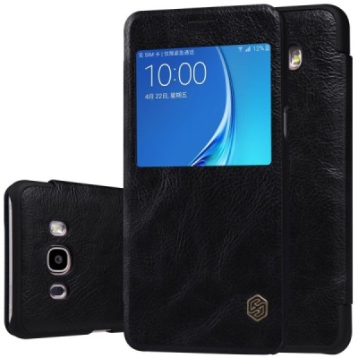 Greznais „Nillkin“ Qin sērijas ādas atvērams melns Samsung Galaxy J7 2016 (J710) maciņš / Vacins.lv