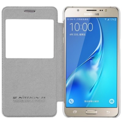 Greznais „Nillkin“ Qin sērijas ādas atvērams balts Samsung Galaxy J7 2016 (J710) maciņš / Vacins.lv
