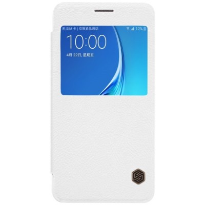 Greznais „Nillkin“ Qin sērijas ādas atvērams balts Samsung Galaxy J7 2016 (J710) maciņš / Vacins.lv