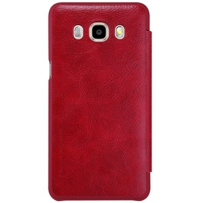 Greznais „Nillkin“ Qin sērijas ādas atvērams sarkans Samsung Galaxy J7 2016 (J710) maciņš / Vacins.lv