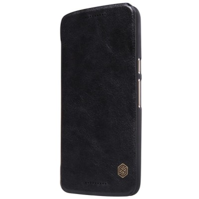 Prabangus „Nillkin“ Qin serijos juodas odinis atverčiamas Motorola Moto X Style dėklas / Priedai.lt