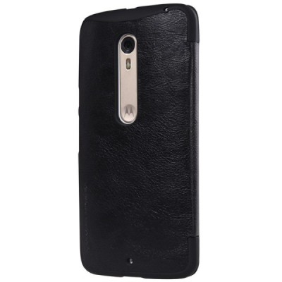 Prabangus „Nillkin“ Qin serijos juodas odinis atverčiamas Motorola Moto X Style dėklas / Priedai.lt