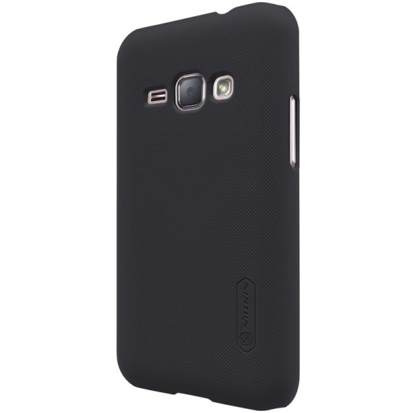 „Nillkin“ Frosted Shield dėklas - juodas + apsauginė ekrano plėvelė (Galaxy J1 2016)
