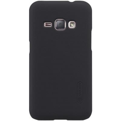 Samsung Galaxy J1 2016 (J120) Nillkin Frosted Shield juodas plastikinis dėklas + apsauginė ekrano plėvelė / Priedai.lt
