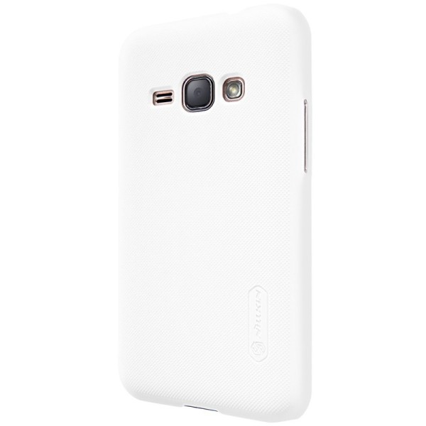 „Nillkin“ Frosted Shield dėklas - baltas + apsauginė ekrano plėvelė (Galaxy J1 2016)