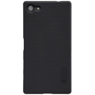 Sony Xperia Z5 Compact Nillkin Frosted Shield melns plastmasas futrālis + ekrāna aizsargplēve / Vacins.lv