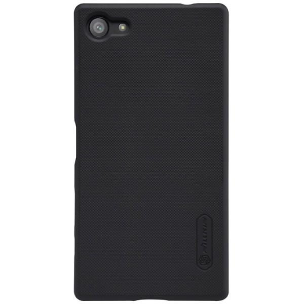 „Nillkin“ Frosted Shield dėklas - juodas + apsauginė ekrano plėvelė (Xperia Z5 Compact)