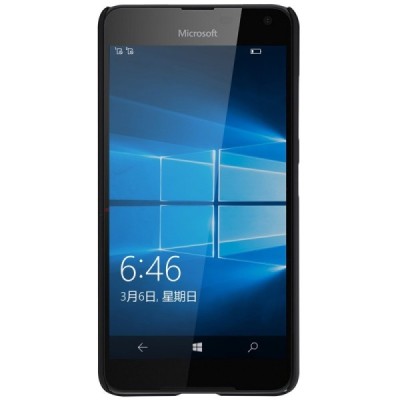 Microsoft Lumia 650 Nillkin Frosted Shield juodas plastikinis dėklas + apsauginė ekrano plėvelė / Priedai.lt