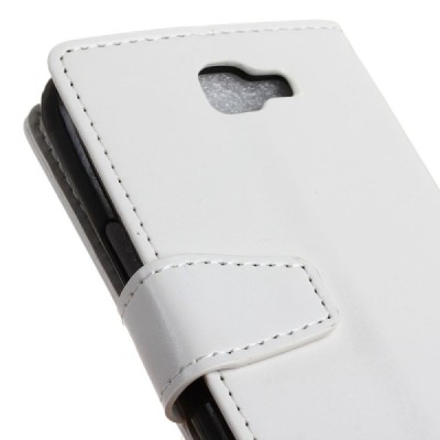 LG K4 (K120E) atverčiamas baltas odinis dėklas - piniginė / Priedai.lt