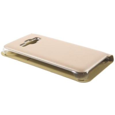 Samsung Galaxy J1 2016 (J120) zelta atvēramais Smart Wallet ādas maciņš - maks / Vacins.lv