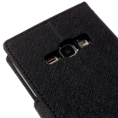 Samsung Galaxy J1 2016 (J120) Mercury atvērams melns maciņš (maks) / Vacins.lv