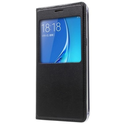 Samsung Galaxy J5 2016 (J510) atvēramais maciņš ar lodziņu - melns / Vacins.lv