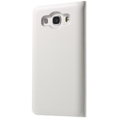 Samsung Galaxy J5 2016 (J510) baltas odinis atverčiamas dėklas su langeliu / Priedai.lt