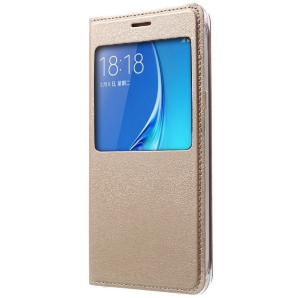 Atverčiamas dėklas su langeliu - auksinis (Galaxy J5 2016)