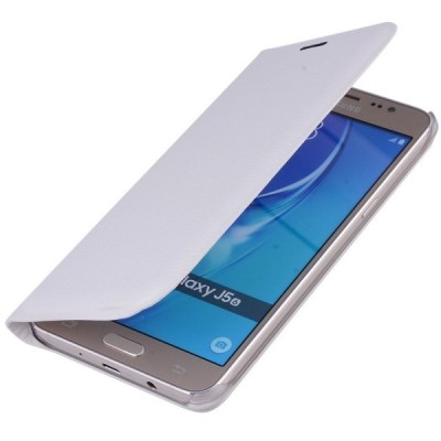 Samsung Galaxy J5 2016 (J510) balts atvēramais Smart Wallet ādas maciņš - maks / Vacins.lv