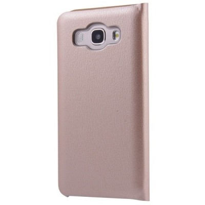 Samsung Galaxy J5 2016 (J510) zelta atvēramais Smart Wallet ādas maciņš - maks / Vacins.lv