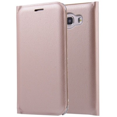 Samsung Galaxy J5 2016 (J510) zelta atvēramais Smart Wallet ādas maciņš - maks / Vacins.lv