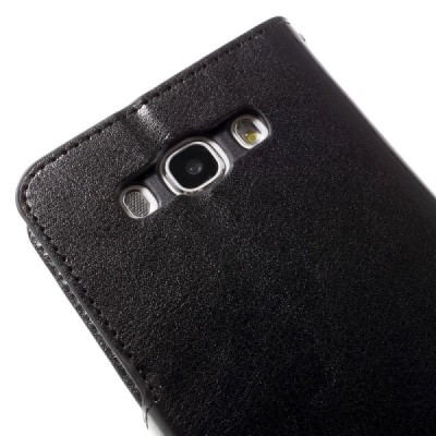 Samsung Galaxy J7 2016 (J710) atvēramais ādas melns maciņš (maks) / Vacins.lv