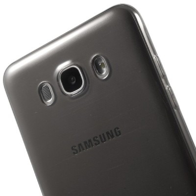 Samsung Galaxy J7 2016 (J710) dzidrs (caurspīdīgs) cieta silikona TPU pasaulē planākais pelēks apvalks / Vacins.lv