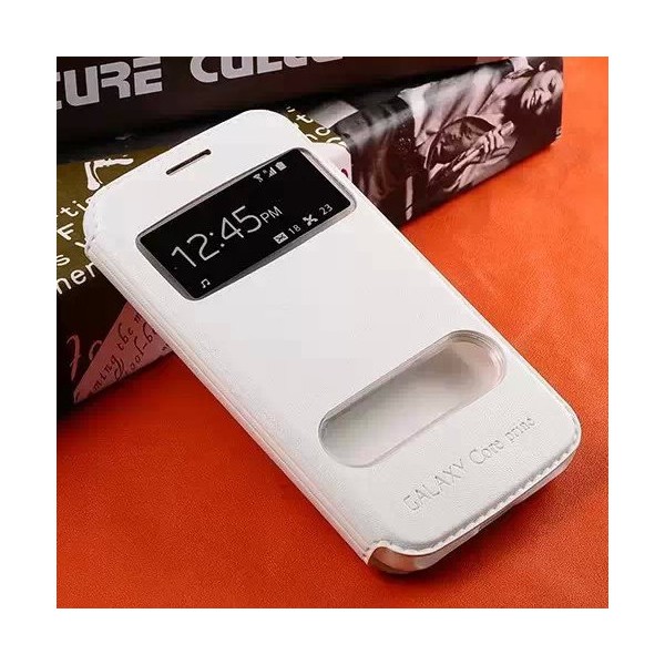 Atvēramais maciņš ar lodziņu - balts (Galaxy Core Prime)