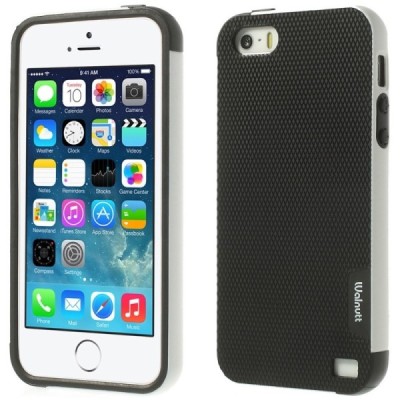 Apple iPhone 5 (5s, SE) „Walnutt“ cieta silikona melns apvalks apmales baltā krāsā / Vacins.lv