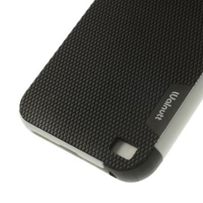 Apple iPhone 5 (5s,SE) „Walnutt“ kieto silikono juodas dėklas  baltais apvadais / Priedai.lt