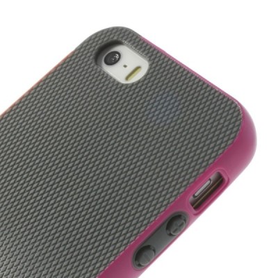 Apple iPhone 5 (5s, SE) „Walnutt“ cieta silikona pelēks apvalks apmales rozā krāsā / Vacins.lv