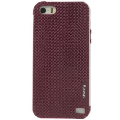 Apple iPhone 5 (5s, SE) „Walnutt“ cieta silikona bordo apvalks apmales baltā krāsā / Vacins.lv