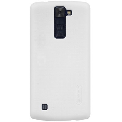 LG K8 (K350N) Nillkin Frosted Shield baltas plastikinis dėklas + apsauginė ekrano plėvelė / Priedai.lt
