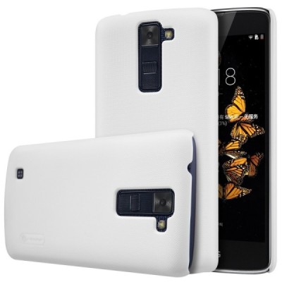 LG K8 (K350N) Nillkin Frosted Shield baltas plastikinis dėklas + apsauginė ekrano plėvelė / Priedai.lt