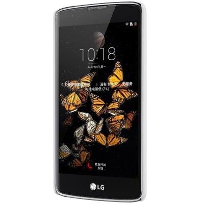 LG K8 (K350N) Nillkin Frosted Shield baltas plastikinis dėklas + apsauginė ekrano plėvelė / Priedai.lt