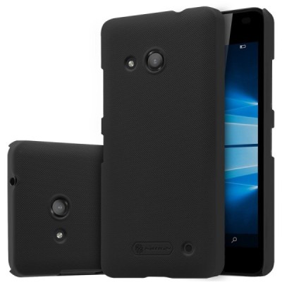 Microsoft Lumia 550 Nillkin Frosted Shield juodas plastikinis dėklas + apsauginė ekrano plėvelė / Priedai.lt