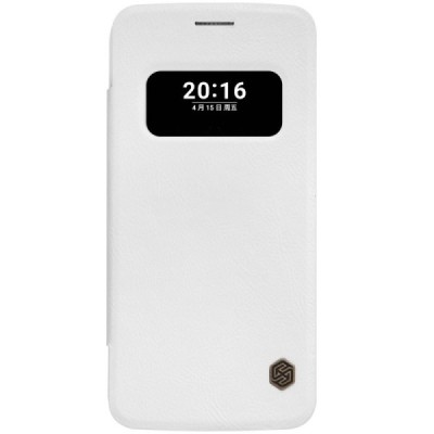 Prabangus „Nillkin“ Qin serijos baltas odinis atverčiamas LG G5 (H850) dėklas / Priedai.lt