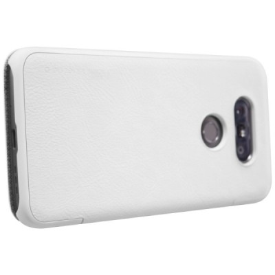Prabangus „Nillkin“ Qin serijos baltas odinis atverčiamas LG G5 (H850) dėklas / Priedai.lt