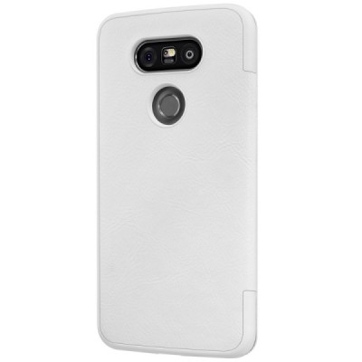 Prabangus „Nillkin“ Qin serijos baltas odinis atverčiamas LG G5 (H850) dėklas / Priedai.lt