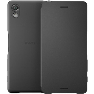 Oficiāls Sony Xperia X Style Cover Flip melns atvērams maciņš SCR52 (maks) / Vacins.lv