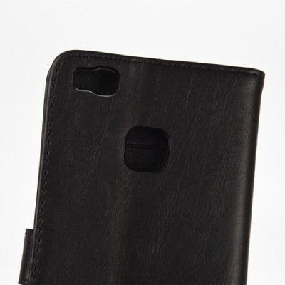 Huawei P9 Lite (Huawei Ascend P9 Lite, Huawei G9 Lite) atvēramais ādas melns retro maciņš (maks) / Vacins.lv