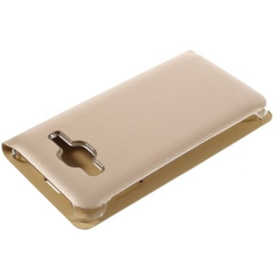 Samsung Galaxy J3 2016 (J320) zelta atvēramais Smart Wallet ādas maciņš - maks / Vacins.lv