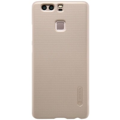 Huawei P9 Nillkin Frosted Shield auksinis plastikinis dėklas + apsauginė ekrano plėvelė / Priedai.lt