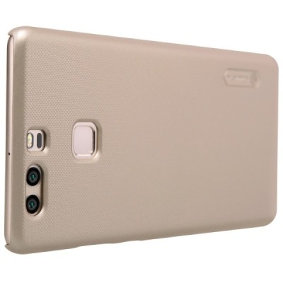Huawei P9 Nillkin Frosted Shield auksinis plastikinis dėklas + apsauginė ekrano plėvelė / Priedai.lt
