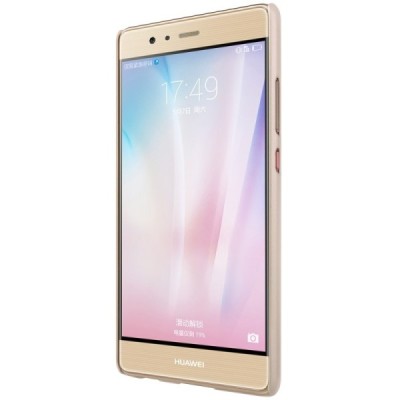 Huawei P9 Nillkin Frosted Shield auksinis plastikinis dėklas + apsauginė ekrano plėvelė / Priedai.lt