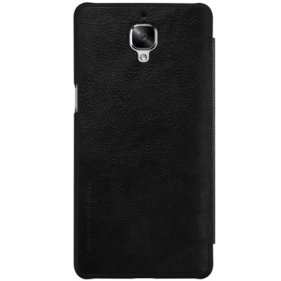 Greznais „Nillkin“ Qin sērijas ādas atvērams melns OnePlus 3 (Three) maciņš / Vacins.lv