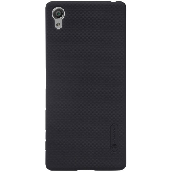 „Nillkin“ Frosted Shield dėklas - juodas + apsauginė ekrano plėvelė (Xperia X Performance)