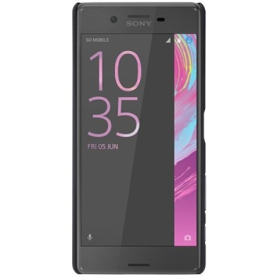 Nillkin Frosted Shield Sony Xperia X Performance juodas plastikinis dėklas + apsauginė ekrano plėvelė / Priedai.lt