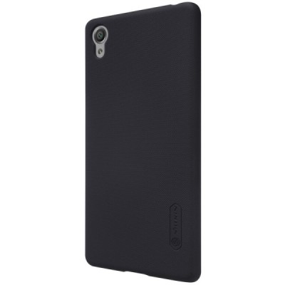 Nillkin Frosted Shield Sony Xperia X Performance juodas plastikinis dėklas + apsauginė ekrano plėvelė / Priedai.lt