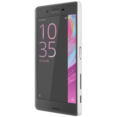 Nillkin Frosted Shield Sony Xperia X Performance baltas plastikinis dėklas + apsauginė ekrano plėvelė / Priedai.lt