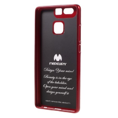 Huawei P9 Mercury sarkans cieta silikona (TPU) apvalks / vacins.lv